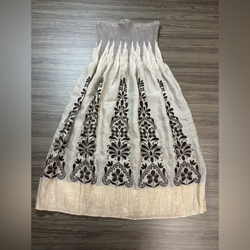 Anthropologie Lapis Midi Skirt Convertible Dress One Size Beige Brown Fairy Boho